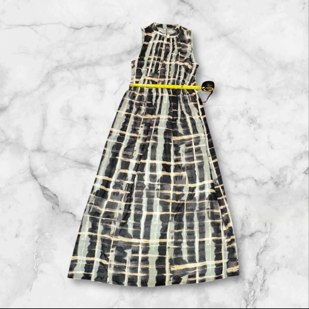 Black Cream Geometric Halter Maxi Dress High Neck Keyhole Back Workwear - Picture 7 of 8